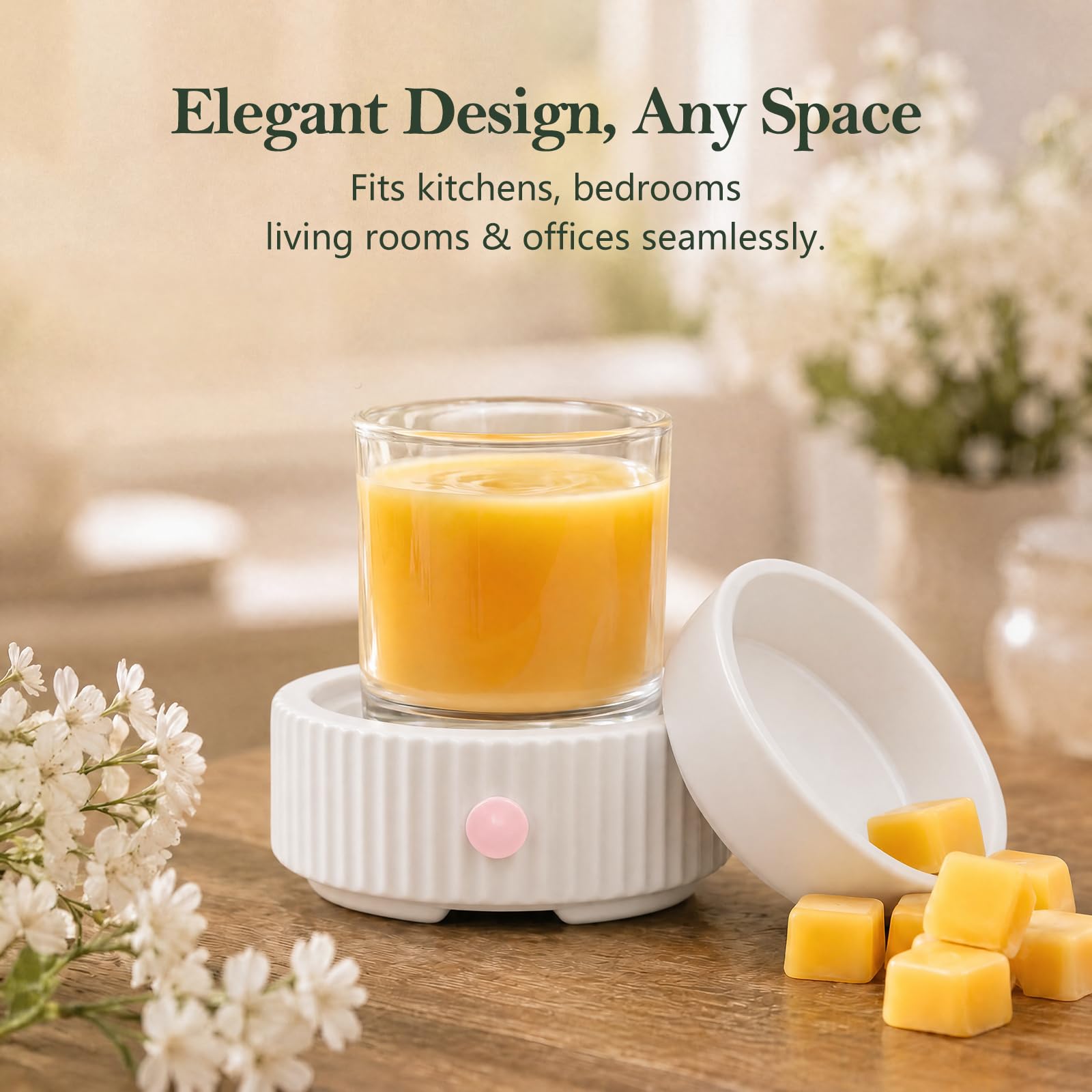 Wax Melt Warmer with 4 Timer & PTC Heating- Ceramic Fragrance 3-in-1 Oil Burner Electric Candle Wax Melter for Home Office Bedroom Fragrance, Home Décor Choice
