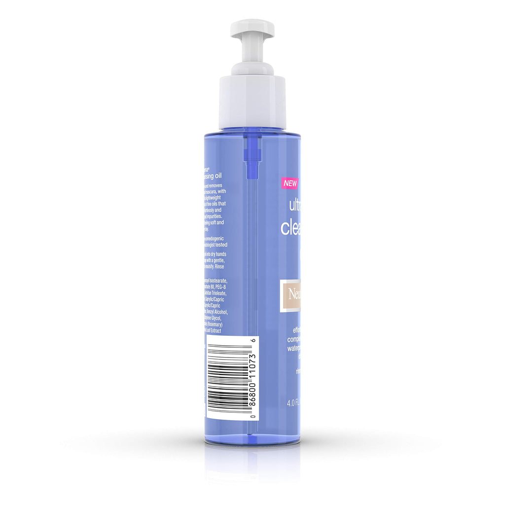 Neutrogena Ultra Light Facial Cleansing Oil & Makeup Remover, Non-Comedogenic Face Oil Cleanser to Remove Dirt, Oil, Makeup & Waterproof Mascara, 4 fl. oz