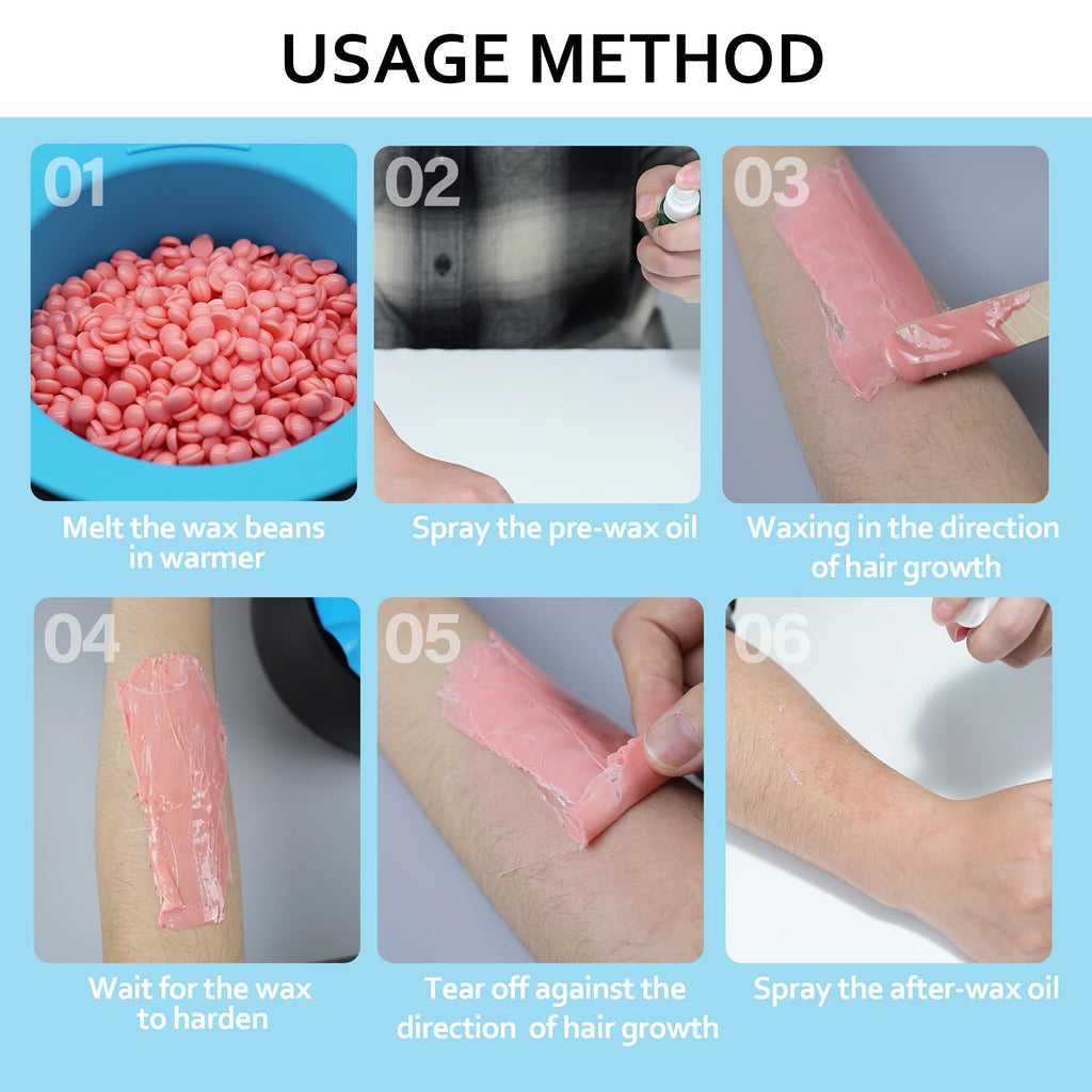 EarayWax Waxing Kit for Women Men, Wax Warmer Hair Removal at Home with Hard Wax Beads & Silicone Pot, Suitable for Sensitive Skin Brazilian Bikini, Facial, Underarms, Legs, Full body