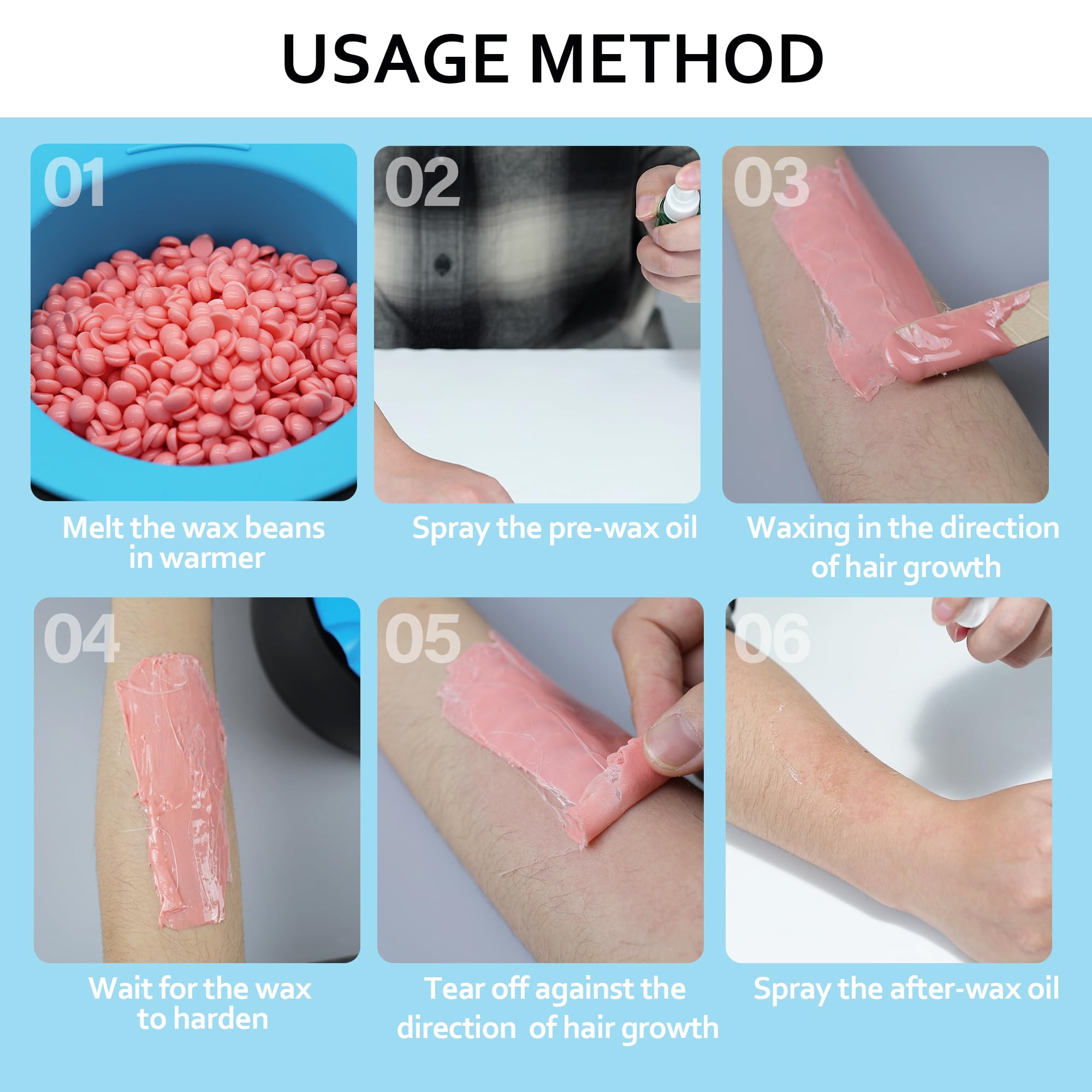 EarayWax Waxing Kit for Women Men, Wax Warmer Hair Removal at Home with Hard Wax Beads & Silicone Pot, Suitable for Sensitive Skin Brazilian Bikini, Facial, Underarms, Legs, Full body