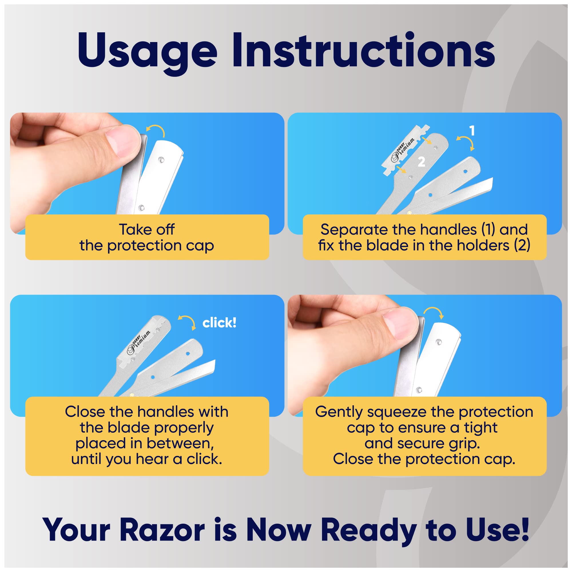 Equinox Straight Edge Razor - Includes 100 Single Derby Blades - Professional Manual Shaver - Stainless Straight Razor Steel - Ideal for Close Shaving - Stainless Straight Razor