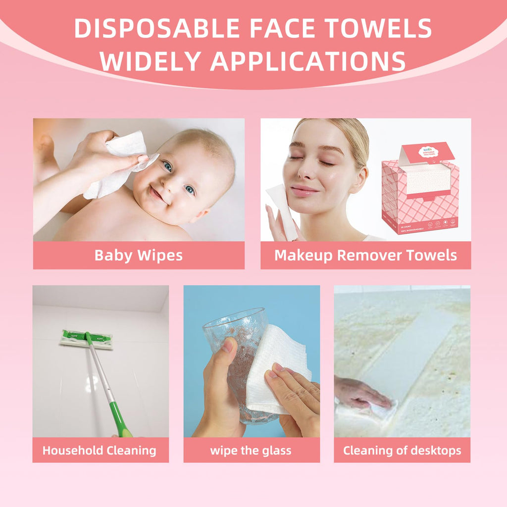 ICOTLE Disposable Face Towels, 10"x12" Facial Towelettes Disposable, Makeup Remover Dry Wipes for Sensitive Skin, Makeup Removing, Cleansing, Nursing, Travel (30 COUNT)