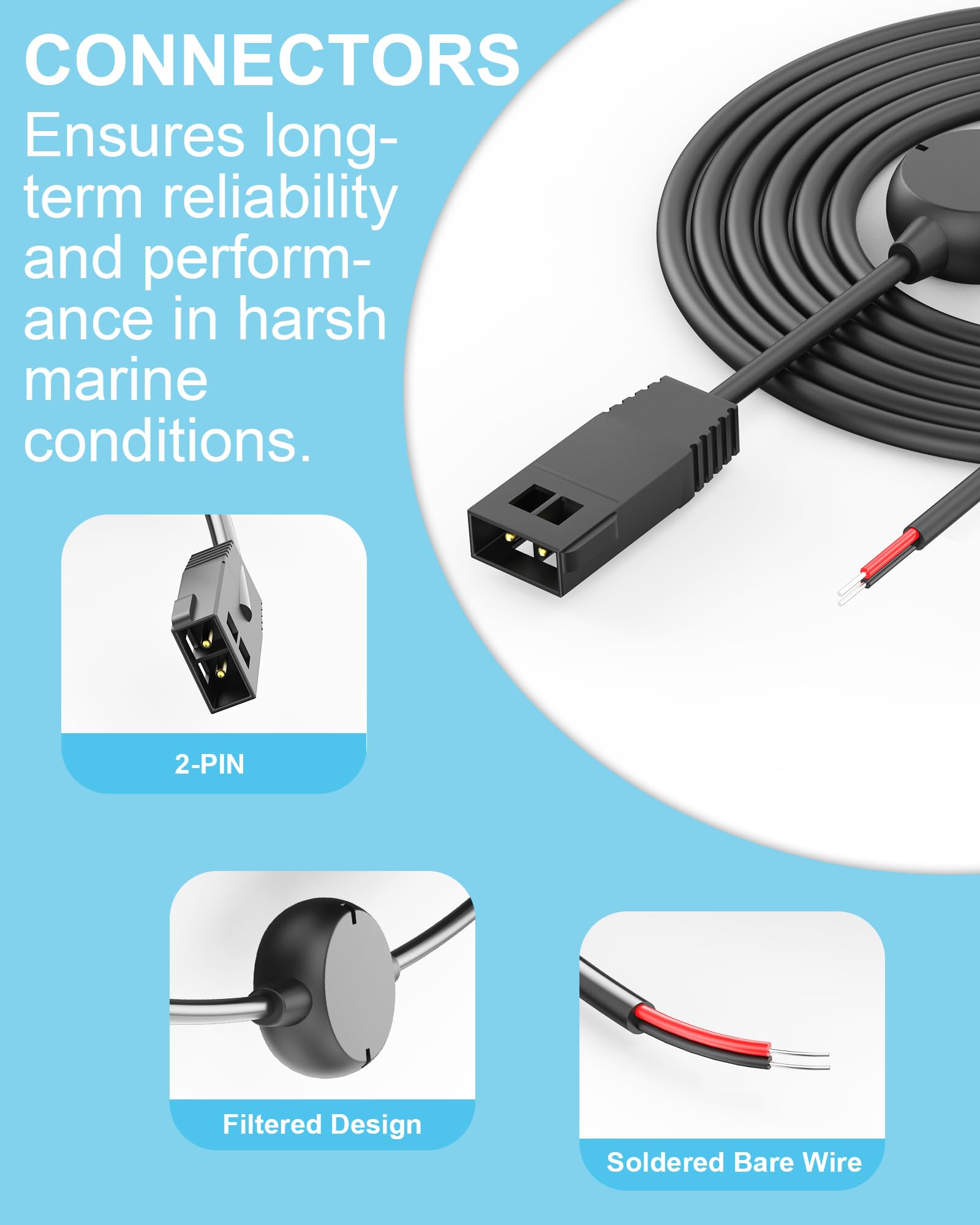 WUKUR 720057-1 PC 11 Filter Power Cable Replacement for Humminbird