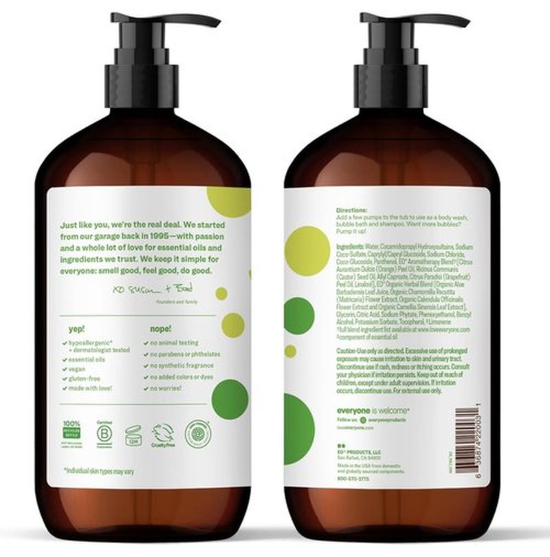 Everyone 3-in-1 Kids Soap - Tropical Coconut Body Wash, Bubble Bath & Shampoo | 32 Ounce (Pack of 2)