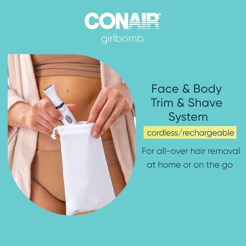 Conair GIRLBOMB All-in-One Trimmer & Shaver Set for Women - Wet/Dry, Rechargeable, Versatile Design