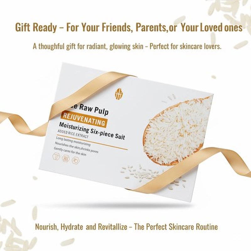 Rice Skin Care Set for Teen Girls & Women – 6-Piece Facial Care Kit with Rice Extract, Anti-Aging, Moisturizing & Nourishing Teenage Skincare Gift Set for Glass Glowing, Hydrated Skin
