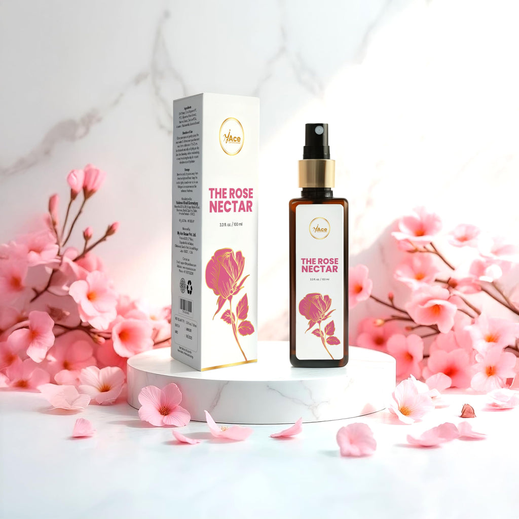 My Ace Rose Nectar Face Mist - Hydrating Facial Toner & Rose Water Spray with Niacinamide & Licorice - 100% Pure, Natural, Organic, Alcohol-Free for Soothing, Refreshing, Brightening Skin - 3.38 fl oz