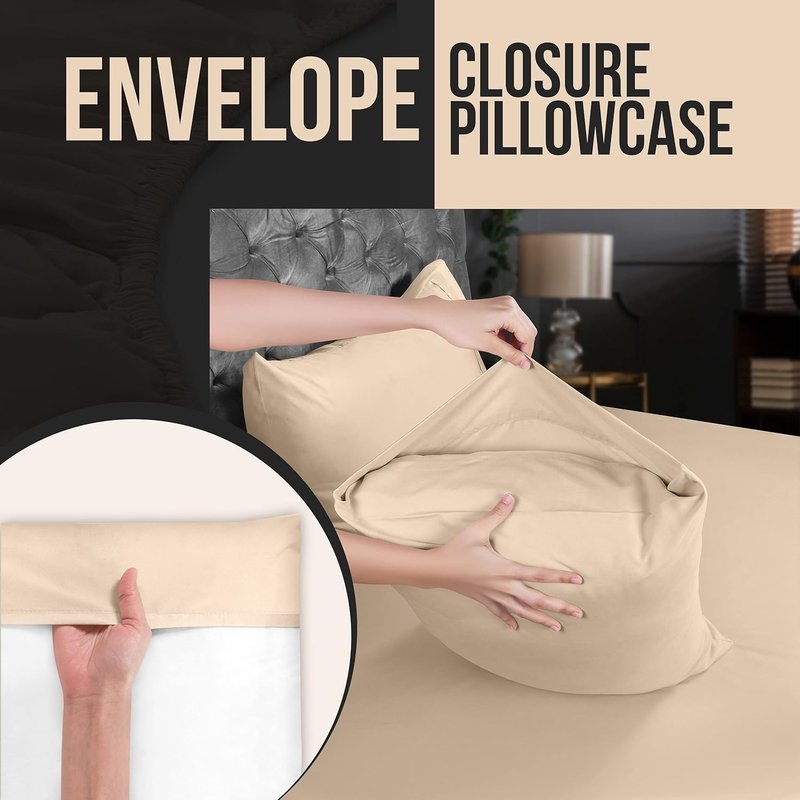 Utopia Bedding King Pillow Cases - 12 Pack Soft Brushed Microfiber - Fade Resistant 20 X 40 Inches | Beige