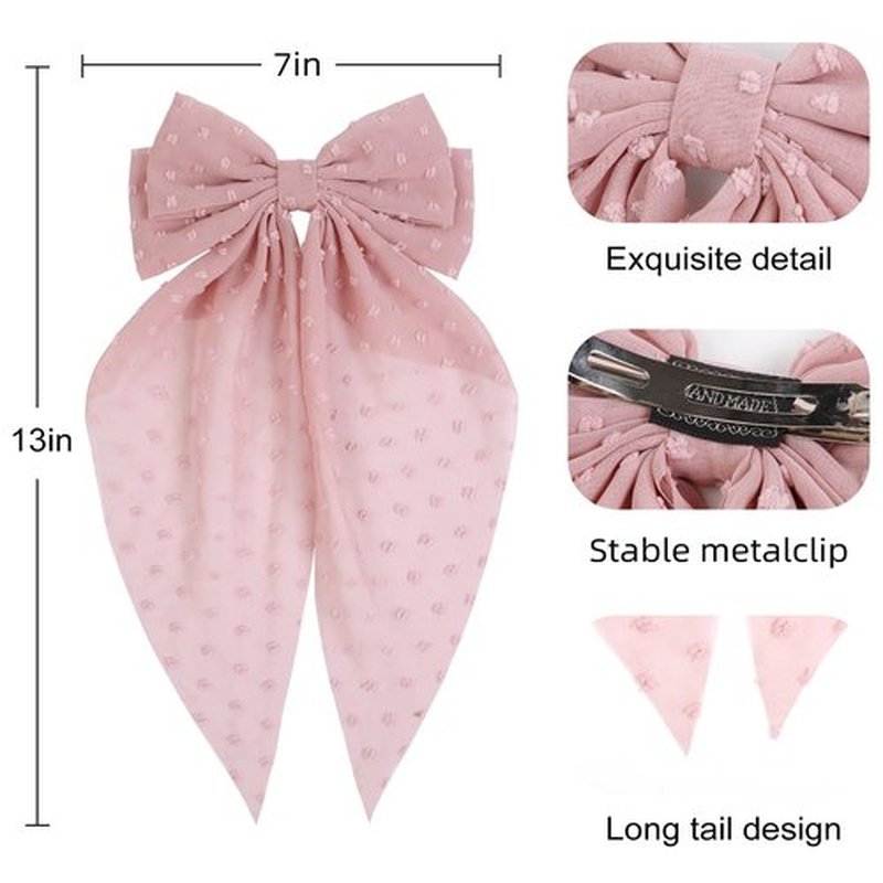 Tobeffect Hair Bow for Women Clips Bulk, Big Ribbon Bows with Long Tail, Oversized Bow Hair Accessories 8PCS