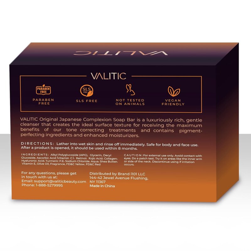 VALITIC Kojic Acid Dark Spot Remover Soap Bars - Infused with Vitamin C, Retinol & Turmeric | 2 Pack