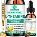 WellVeraVida L Theanine Caffeine Liquid Drops, High Potency L-Theanine 100mg w. Caffeine Vitamin B12 B6, Natural Nootropic Brain for Smooth Energy Focus Alertness, 6X Stronger Than Pills Powder Gum