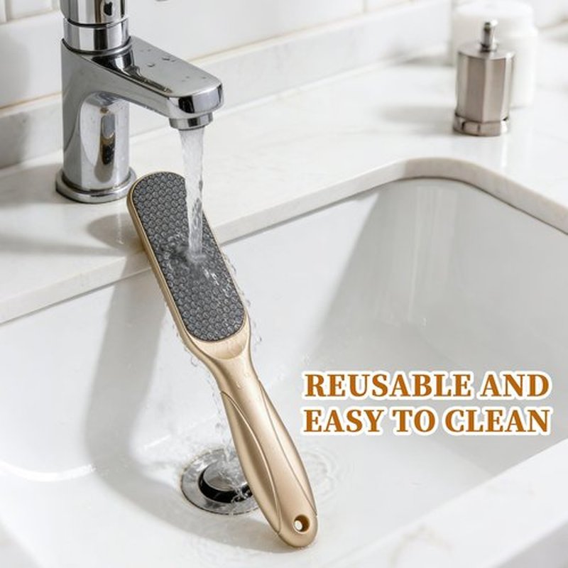 Lizbin Nano Glass Foot File, Manual Foot File Callus Remover, Dual Sided Foot Rasp Dead Skin Remover, Foot Scrubber, Professional Pedicure Tool for Soft, Smooth Feet (Golden)
