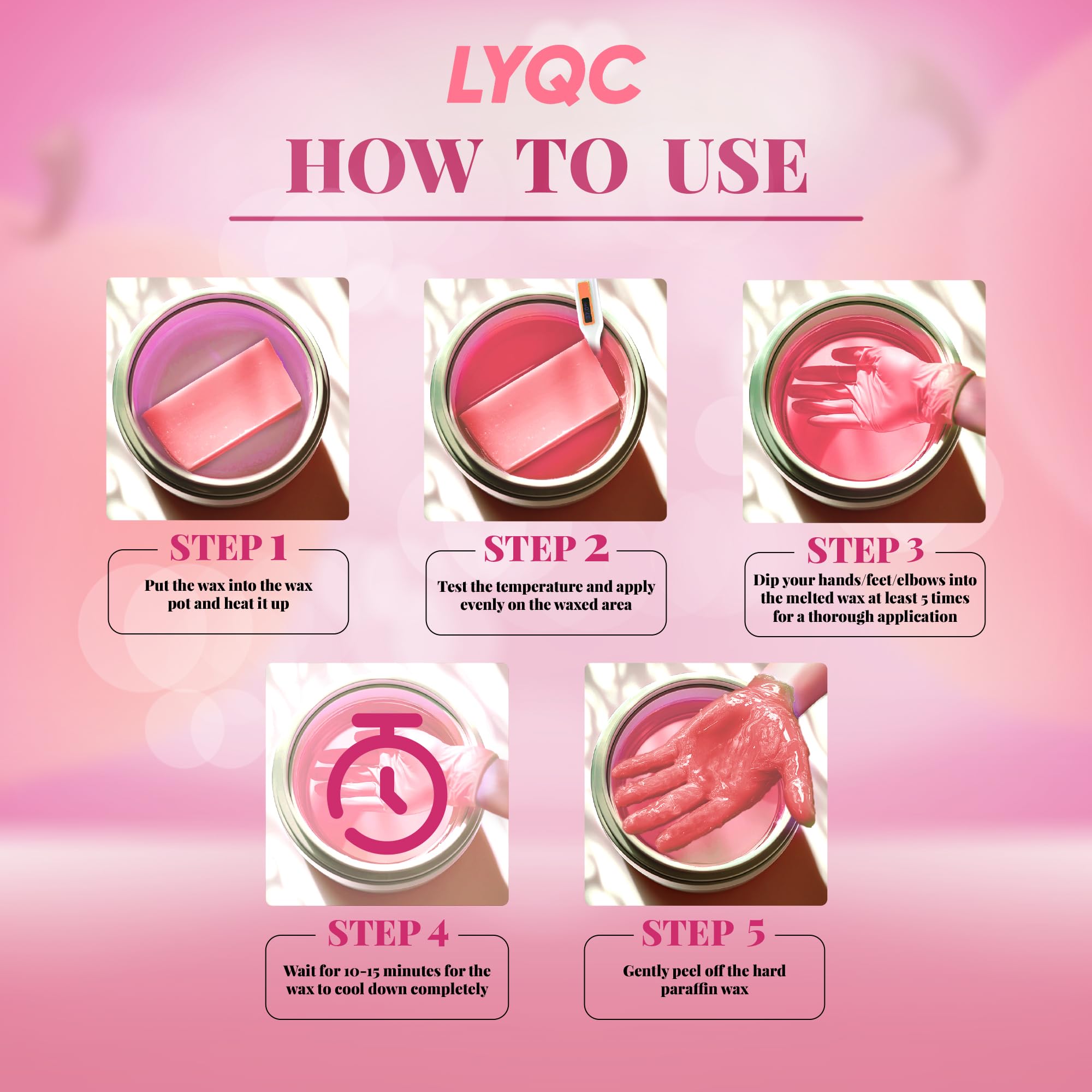 LYQC Paraffin Wax Refill, 10 packs of Paraffin Bath Wax for Hands and Feet for relief of stiff muscles and arthritic pain - deeply moisturises and protects the skin of the hands and feet (Peach)