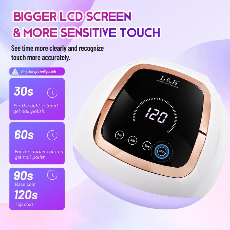 Wisdompark 268W UV LED Nail Lamp, Nail Dryer for Gel Polish, 4 Timers Curing Lamp Professional Nail Light, 66Pcs Uv Beads and Automatic Sensor (Gold) (Black)