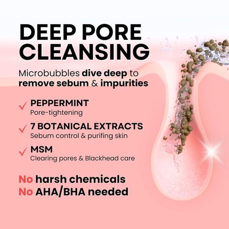 MPC Bubble Pore Cleanser - Gentle Deep Pore Facial Cleanser with Caviar | Hydrating Exfoliator for Oily & Dry Skin - 5.07 fl oz