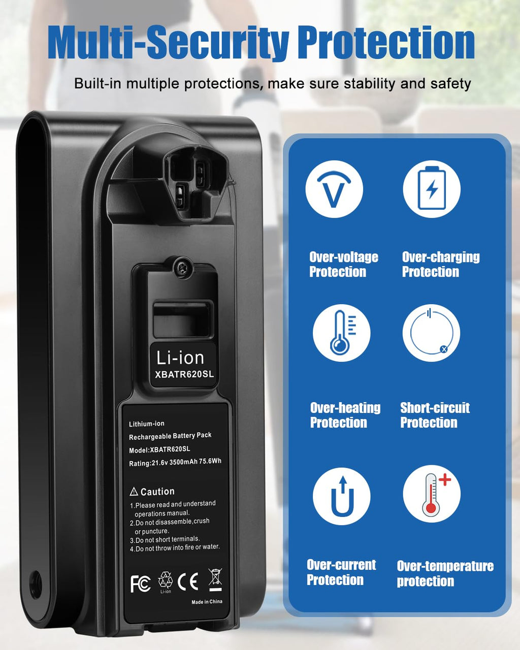 Leisuda 3.5Ah 21.6V Vacuum Battery Replacement for Shark XBATR620SL Battery