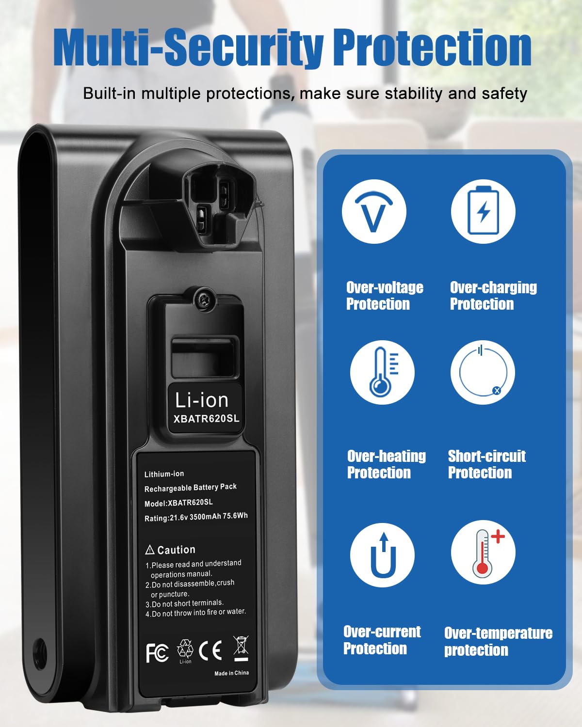 Leisuda 3.5Ah 21.6V Vacuum Battery Replacement for Shark XBATR620SL Battery