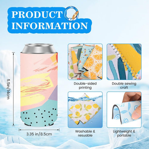 12 Pack Slim Can Cooler Sleeve Insulated Tall Cans 12 Oz Bulk Neoprene Slim Drink Bottle Holder Summer Party Decorations, Blanks for Vinyl Projects Birthday Wedding Favors & Gifts