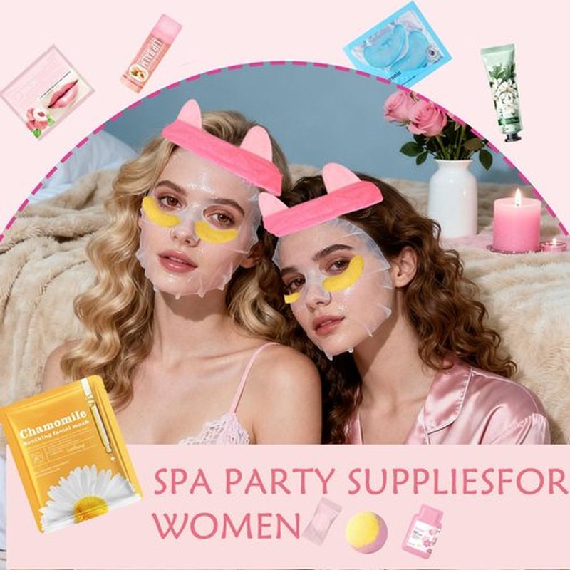 110 PCS Spa Party Supplies for Women, Spa Party Favors Include Face＆Lip Mask,Hand Cream,Under Eye Patches and Foot Bath Bombs,Spa Birthday Sleepover Party Supplies,Sleepover Party Gifts