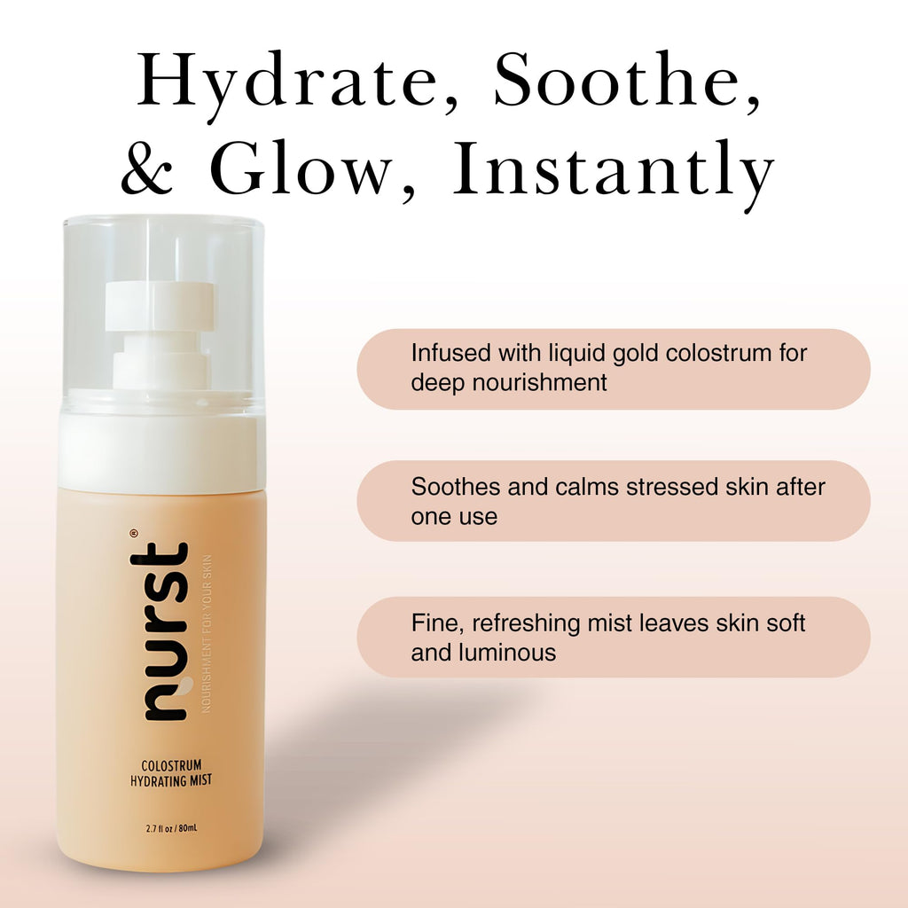Nurst Colostrum Hydrating Face Mist - 2-in-1 Facial Spray & Serum - Hyaluronic Acid Niacinamide Setting Spray - Prepares Skin for Skincare - Cucumber Aloe Mist 2.7oz