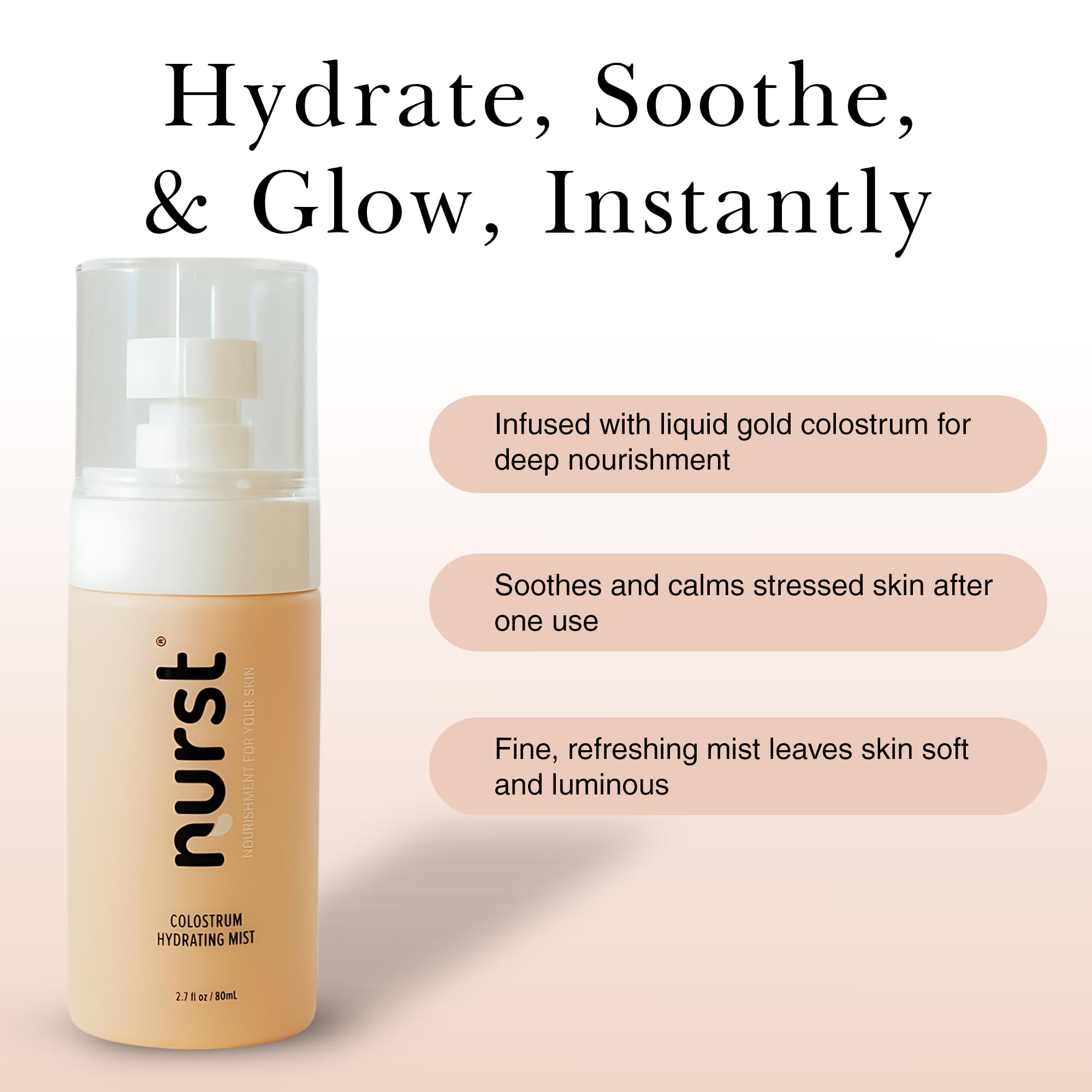 Nurst Colostrum Hydrating Face Mist - 2-in-1 Facial Spray & Serum - Hyaluronic Acid Niacinamide Setting Spray - Prepares Skin for Skincare - Cucumber Aloe Mist 2.7oz