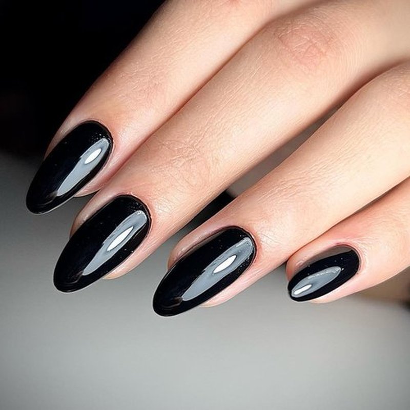 AddFavor 360pcs Almond Press on Nails Short Fake Nails, Black Short Almond Nails Press on Acrylic False Nail with Glue Adhesive Tabs for Women Girls