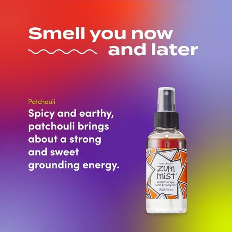 Indigo Wild Zum Mist Room & Body Spray - Aromatherapy Essential Oil - Patchouli Scent - 4 Fl Oz