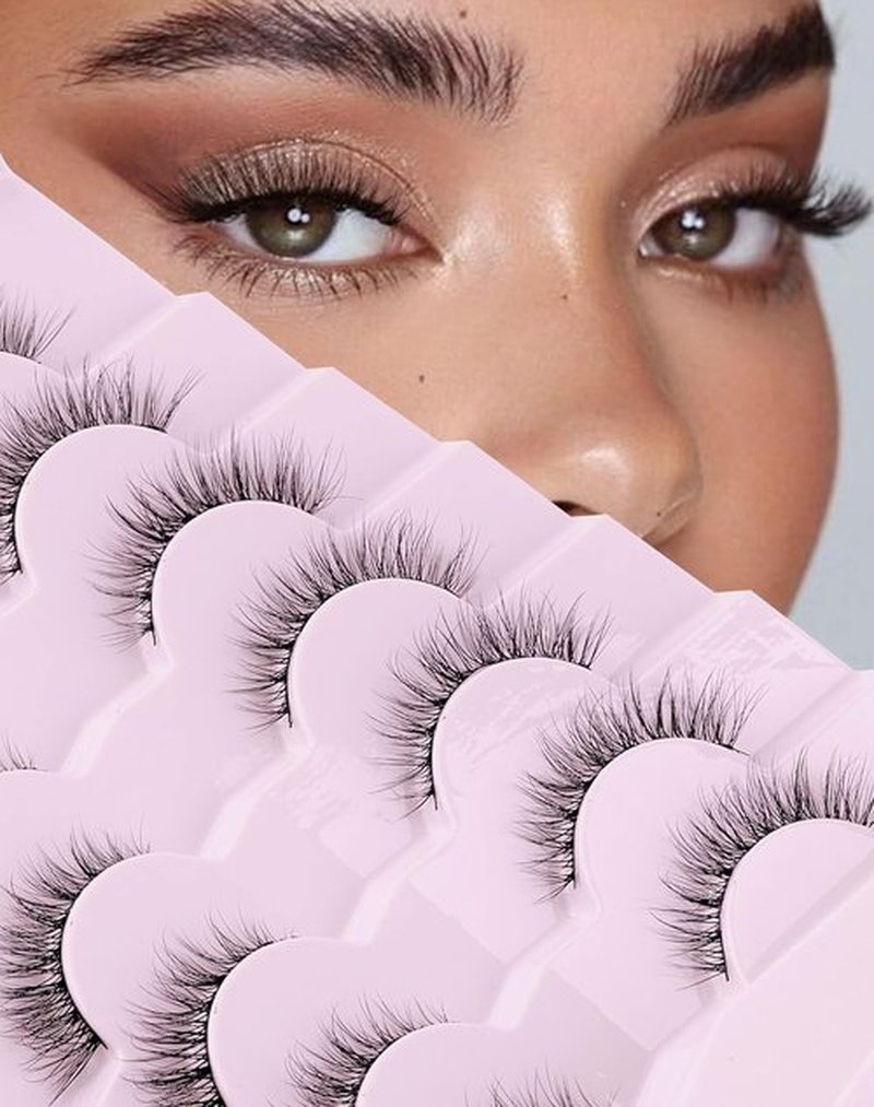 Onlyall Natural Lashes Wispy Lashes Natural Look False Eyelashes Soft Fluffy Fake Eyelashes 7 Pairs D1 Natural (6-13MM)