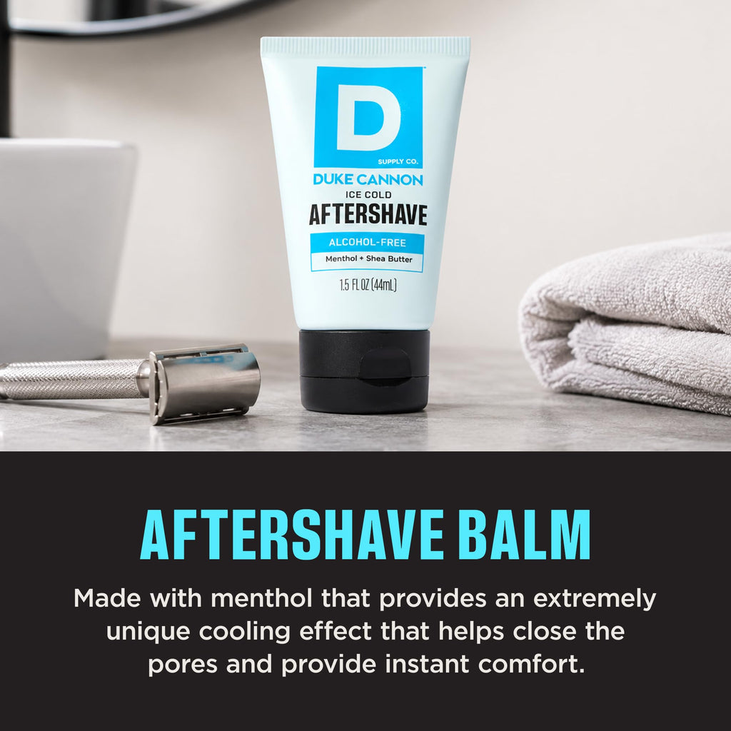 Duke Cannon Cooling After-Shave Balm for Men, 3-Pack, 1.5 oz Each – Alcohol-Free, Menthol Cooling Sensation, Hydrating with Aloe & Shea Butter, Soothes Razor Burn