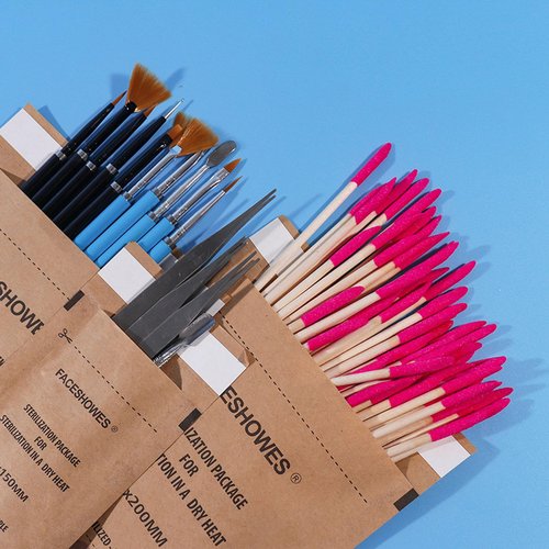 Self-Sealing High Temperature Sterilization Dry Heat Kraft Paper Sterilization Pouches Beauty Nail Salon Barbershop Tools Self-Sealing Sterilization Bags (50pcs Large)