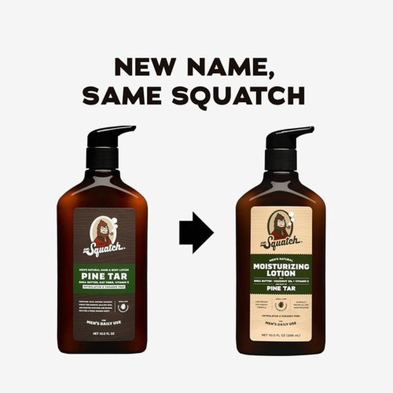 Dr. Squatch Natural Hand & Body Lotion for Men - 24-Hour Moisturization with Shea Butter & Coconut Oil - Pine Tar (10 fl oz, 2-Pack)