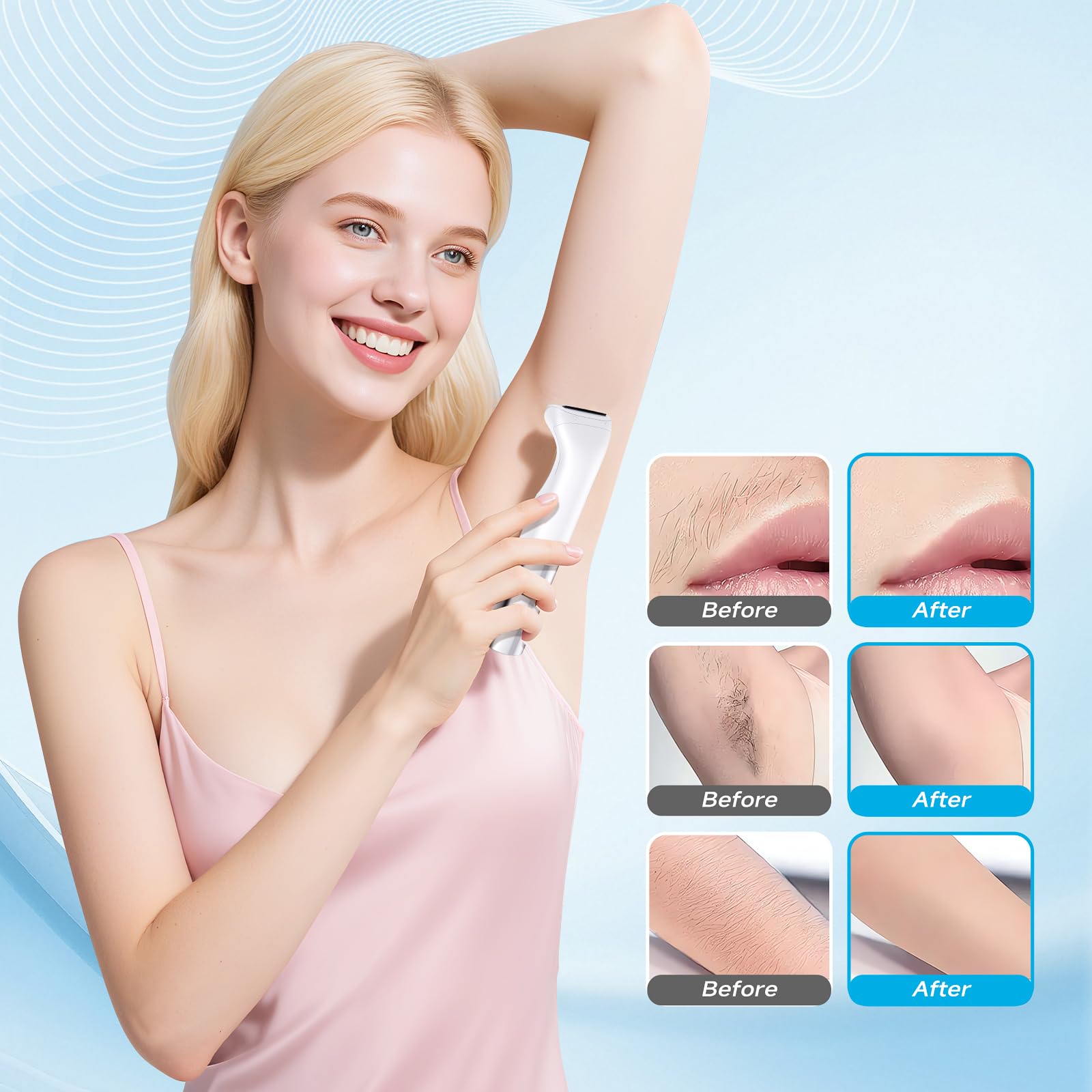 Bikini Trimmer for Women - 6 in 1 Electric Razors for Women, Cordless Rechargeable Electric Shaver, IPX7 Waterproof Wet Dry Lady Body Hair Remover for Face Nose Eyebrow Arm Leg Pubic Armpit