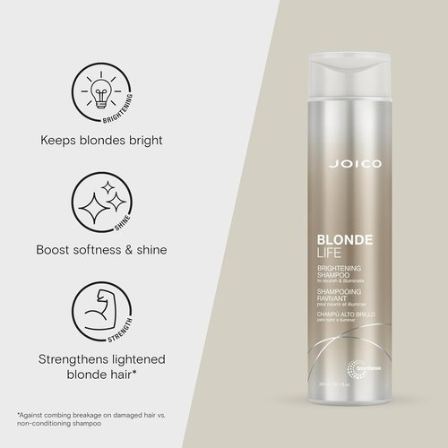 Joico Blonde Life Brightening Shampoo - Sulfate-Free Formula for Soft, Smooth Blonde Hair with Monoi & Tamanu Oil