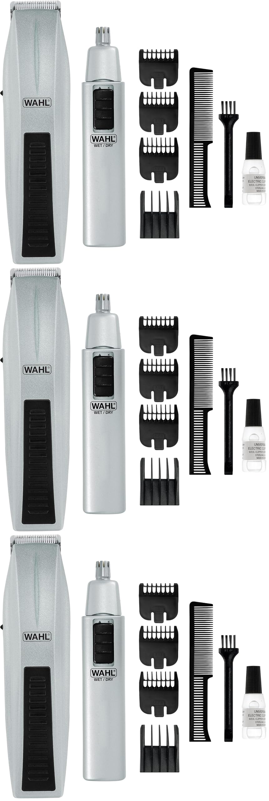 Wahl Beard Trimmer for Men - Battery Operated Facial Hair Grooming Set for Mustaches, Beard, Neckline, Light Detailing and Grooming with Bonus Battery Nose & Ear Hair Trimmer - Model 5537-420