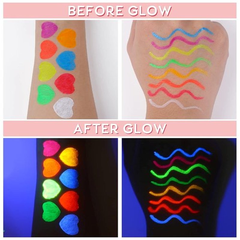 BOBISUKA UV Neon Liquid Eyeliner Set - 8 Matte Waterproof Pigmented Colors | Eye Makeup Gift Kit