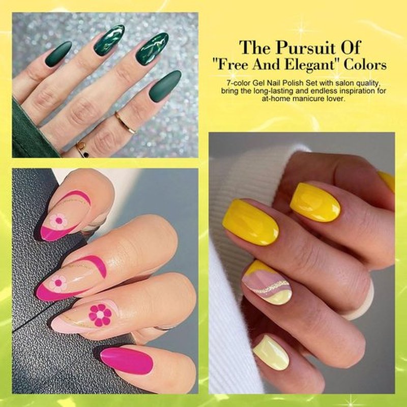 LimeGirl Gel Nail Polish Kit with U V Light, 23PCS Starter Kit with 7 Colors, Hot Pink/Orange/Yellow Green/Skin Tones,Dark-skinned Collection, Salon-Grade Gel Polish Set Nail Lamp Gift for Women