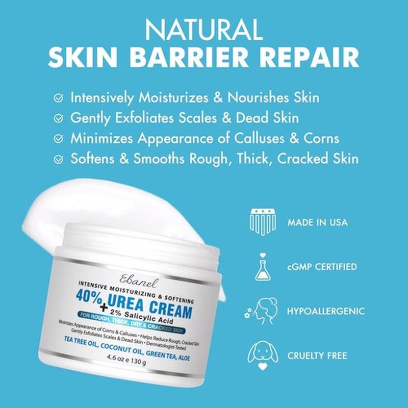 Ebanel Urea Cream 40% & Salicylic Acid 2% - Intensive Foot Cream for Dry, Cracked Skin | 2-Pack
