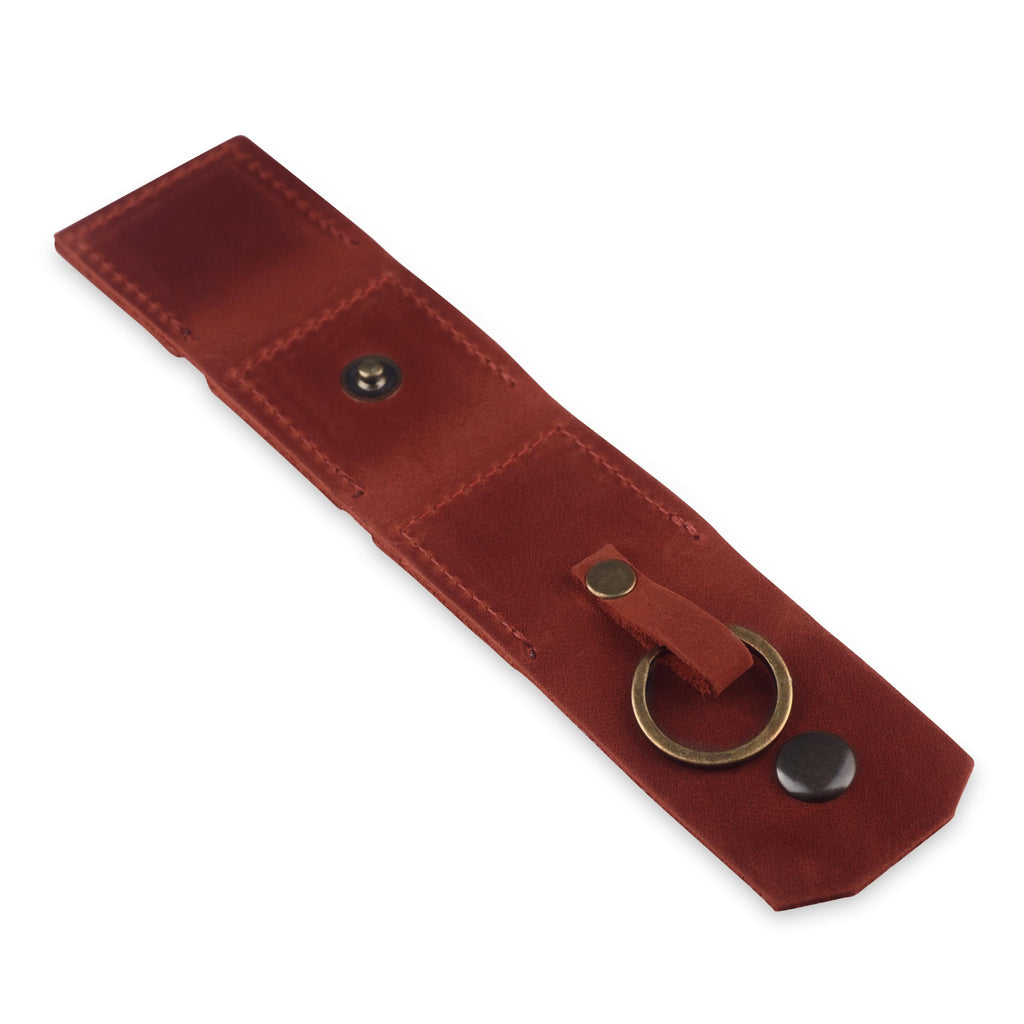 Leather SD Card Holder Keychain, SD Card Case Key Fob, Micro SD Card Holder Organizer, SD Card Storage Case, Memory Card Case Cover, Travel Memory Card Case (Cognac)