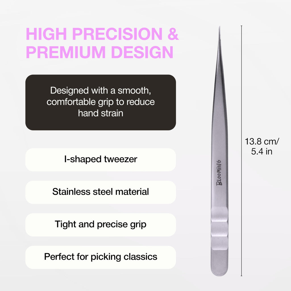 Curacoro Lash Tweezers, LashSmith Straight Isolation Tweezer - Blooming