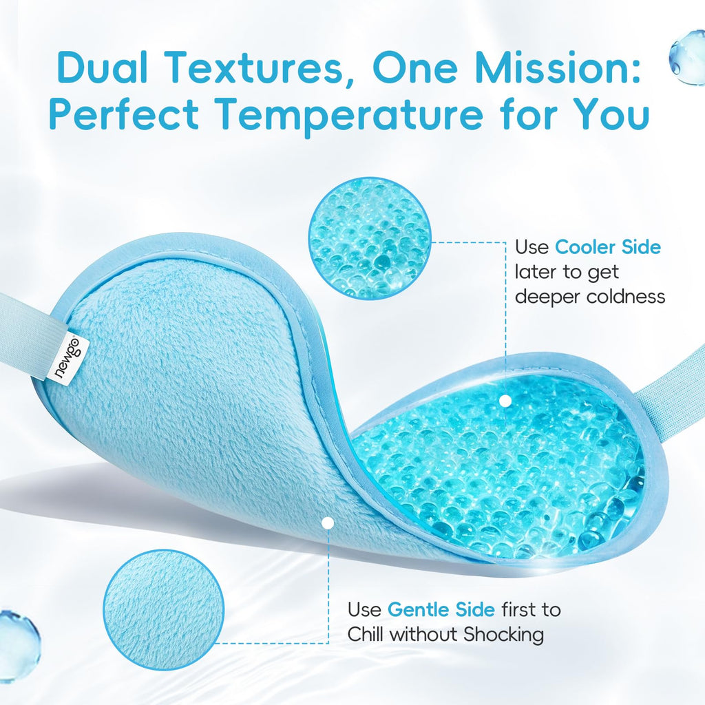 NEWGO Cooling Eye Mask for Puffy Eyes, Cold Eye Mask Eye Ice Pack for After Eyes Surgery, Tension Stress Relief, Itchy Eyes, Headaches, Dark Circles - Blue