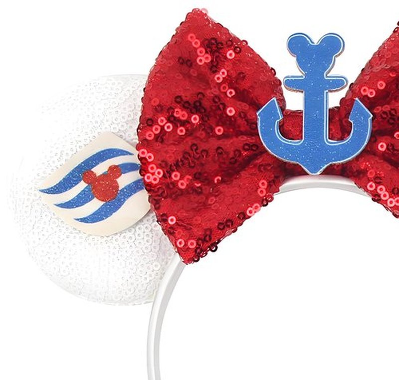 A Miaow Mouse Ears Glitter Sequin Headband Fashion Sparkle Bow Hair Hoop Women Party Costume Photography Props Accessory (Cruise Boat B)