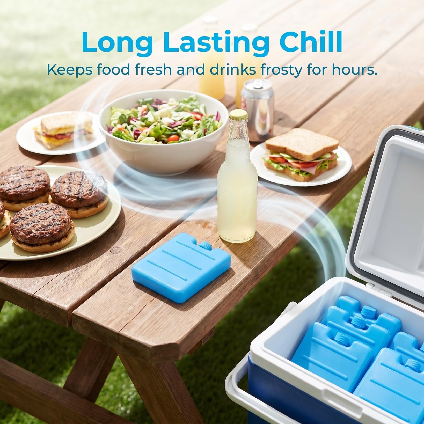 Housoutil 100ml Reusable Ice Packs for Lunch Box, 8PCS Freezer Ice Blocks, Cooler Freezer Blocks Pack for Lunch Boxes, Camping, Picnics, Beach, Fishing, Outdoor Sports, Air Conditioner Coolers