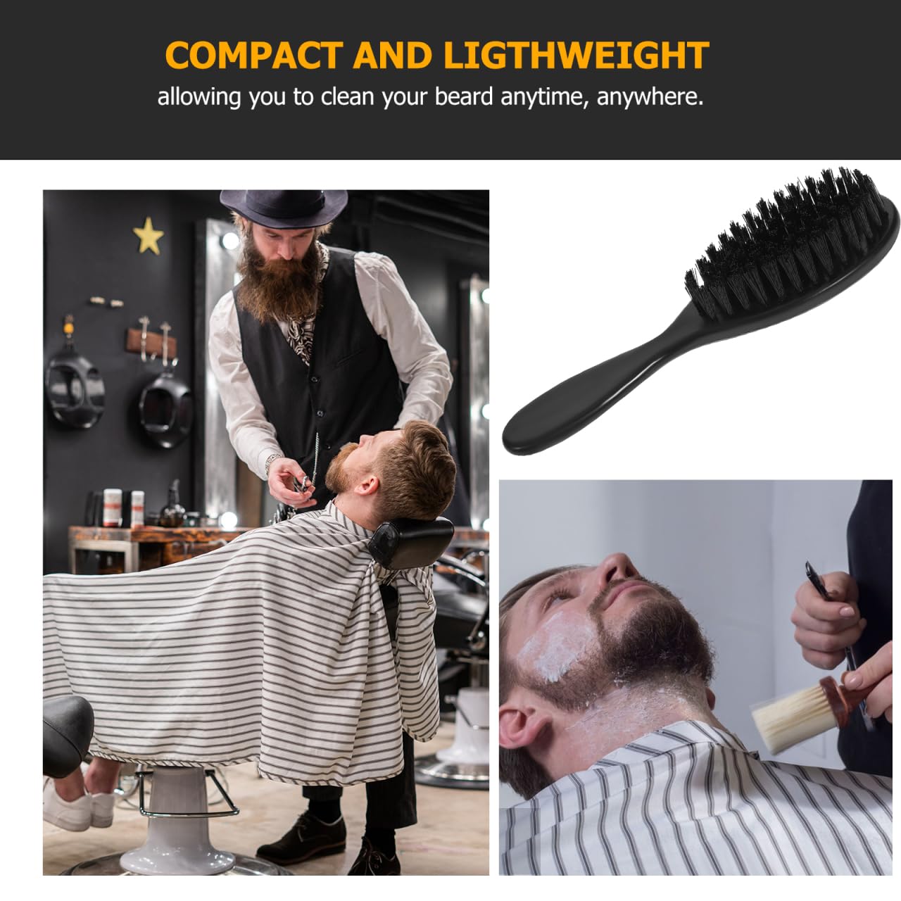 Mikinona Beard Brush 4 Pack Barber Fade Brush for Men Soft Bristle Grooming Beard Shaping Tool Barber Shop Neck Duster for Face Hair Cleaning and Care