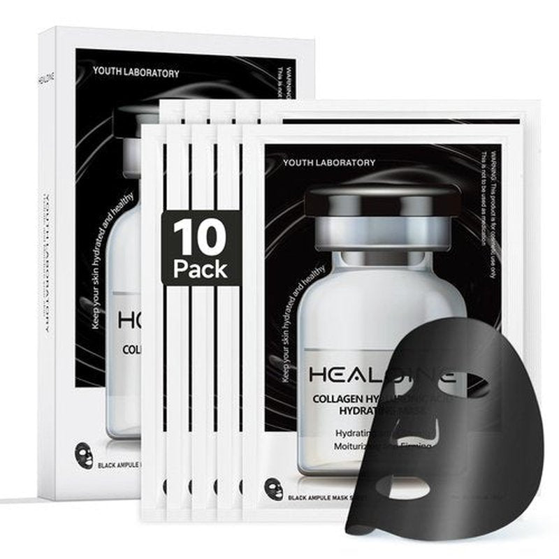 HEALOINE Deep Collagen Face Mask with Hyaluronic Acid, Overnight 500ppm High Concentration Hydrolyzed Collagen Mask, Firming Korean Face Mask for Women 30g*10ea