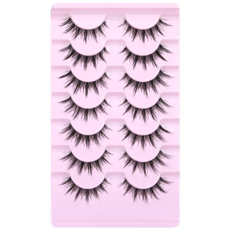 Manga Lashes Natural Look Anime Lashes Cosplay False Eyelashes with Clear Band 3D Wispy Eyelashes Asian Japanese Korean Style Manhua Lashes Look Like Individual Clusters Pack by EYDEVRO