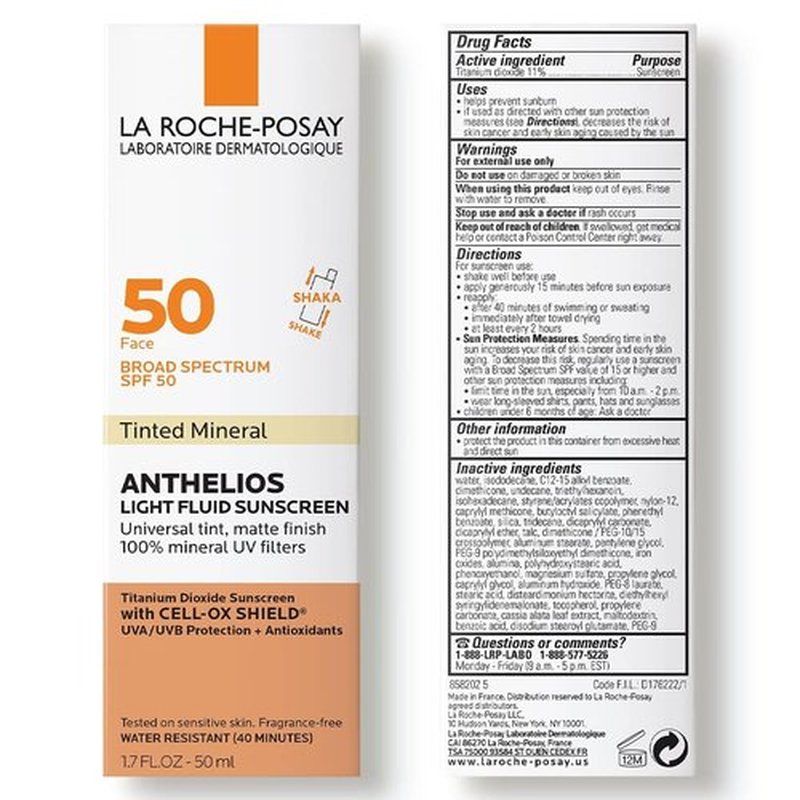 La Roche-Posay Anthelios 50 Mineral Tinted Sunscreen Fluid - Ultra Light, 50ml/1.7oz (Pack of 2)