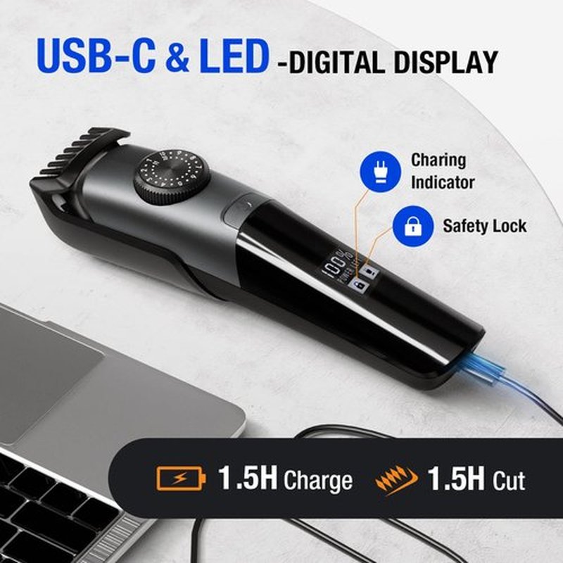 SUPRENT Beard Trimmer for Men - Waterproof IPX7 Mustache Trimmer with 39 Adjustable Lengths | Cordless USB-C Rechargeable