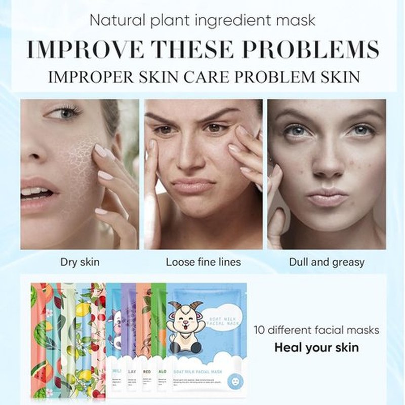 GUOYAOLIFU 10 Pack Sheet Face Masks Skincare, Hydrating Face Masks Suitable for Dry Skin, Facial Mask for Women Skin Care, Bulk Moisturizing Face Mask for Spa