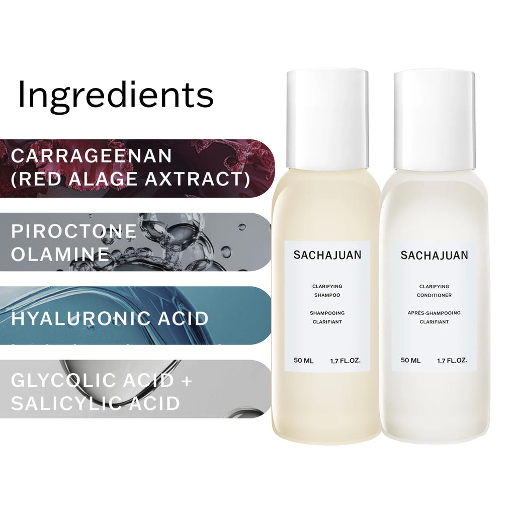 SACHAJUAN Clarifying Travel Duo | Deep Cleanse & Lightweight Hydration | Removes Buildup & Oil | Vegan & Sulfate-Free | TSA-Friendly | Set of 2