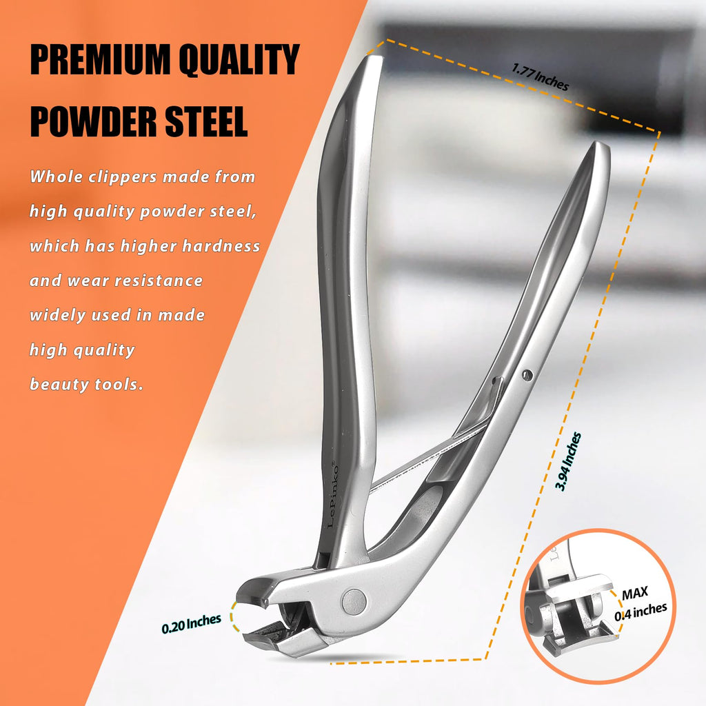 Angled Head Large Toenails Clippers for Seniors, Nail Clipper for Thick Toenails and Fingernails, Nail Cutter with Catcher, Nano Glass Nail Buffer, Gifts for Stocking Stuffers Men Women